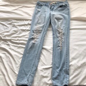 Garage skinny light wash ripped jeans